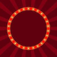 Illuminated round retro frame. vector