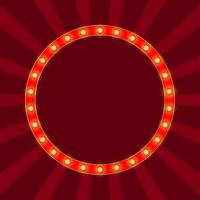 Illuminated round retro frame. vector