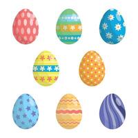 Set of cute colorful Easter eggs. Easter eggs with patterns. vector