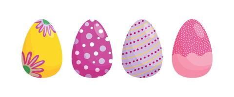 Set of colorful Easter eggs. Easter eggs with patterns. vector