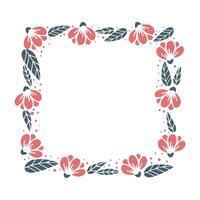 Frame with creative flowers and leaves isolated on white background. vector