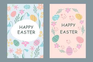 Set of cute Easter cards. Happy easter. Easter eggs. vector