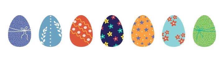 Set of hand-drawn Easter eggs.Colorful Easter eggs. vector