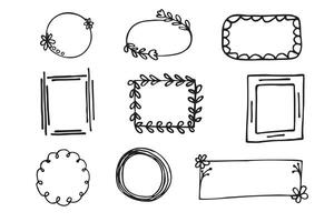 Frames in doodle style. Hand drawn frames on a white background. vector