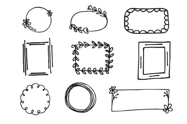 Frames in doodle style. Hand drawn frames on a white background.