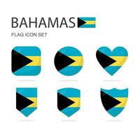 Bahamas 3d flag icons of 6 shapes all isolated on white background. vector