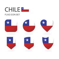 Chile 3d flag icons of 6 shapes all isolated on white background. vector