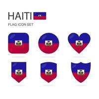 Haiti 3d flag icons of 6 shapes all isolated on white background. vector