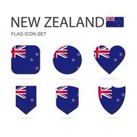 New Zealand 3d flag icons of 6 shapes all isolated on white background. vector