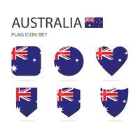 Australia 3d flag icons of 6 shapes all isolated on white background. vector