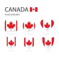 Canada 3d flag icons of 6 shapes all isolated on white background. vector