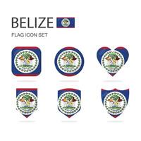 Belize 3d flag icons of 6 shapes all isolated on white background. vector