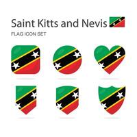 Saint Kitts and Nevis 3d flag icons of 6 shapes all isolated on white background. vector