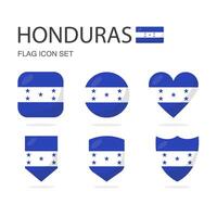 Honduras 3d flag icons of 6 shapes all isolated on white background. vector