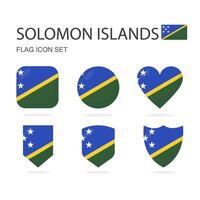 Solomon Islands 3d flag icons of 6 shapes all isolated on white background. vector