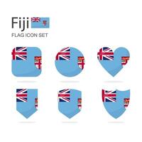 Fiji 3d flag icons of 6 shapes all isolated on white background. vector