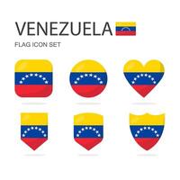 Venezuela 3d flag icons of 6 shapes all isolated on white background. vector