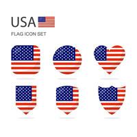 USA 3d flag icons of 6 shapes all isolated on white background. vector