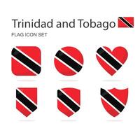 Trinidad and Tobago 3d flag icons of 6 shapes all isolated on white background. vector