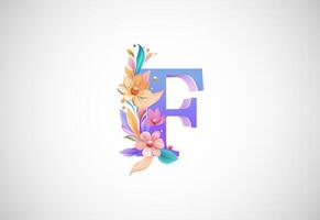 Floral alphabet F. Logo for wedding invitations, greeting card, birthday, logo, poster other ideas vector