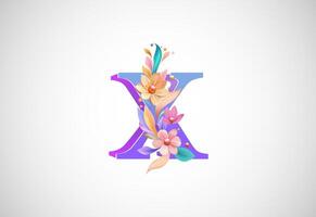 Floral alphabet X. Logo for wedding invitations, greeting card, birthday, logo, poster other ideas vector