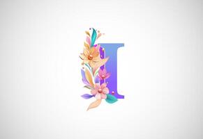 Floral alphabet I. Logo for wedding invitations, greeting card, birthday, logo, poster other ideas vector