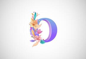 Floral alphabet O. Logo for wedding invitations, greeting card, birthday, logo, poster other ideas vector
