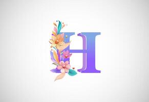 Floral alphabet H. Logo for wedding invitations, greeting card, birthday, logo, poster other ideas vector