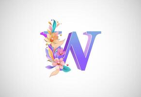 Floral alphabet W. Logo for wedding invitations, greeting card, birthday, logo, poster other ideas vector