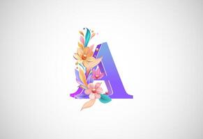 floral alfabeto una. logo para Boda invitaciones, saludo tarjeta, cumpleaños, logo, póster otro ideas vector