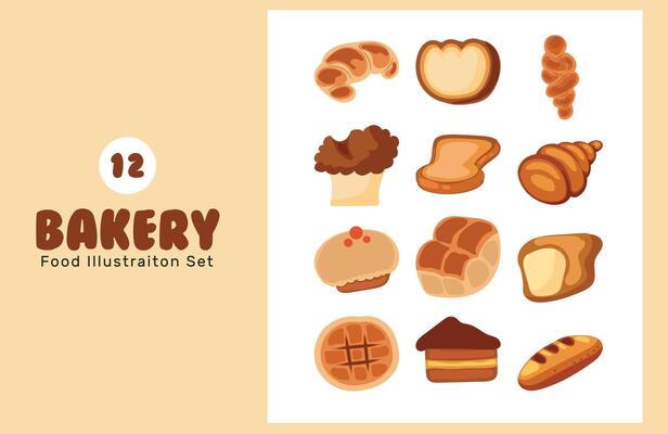 Bakery Food Illustration Vector Set