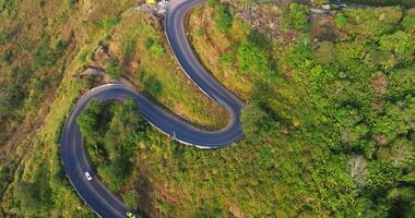 Aerial view of Sunrise Over Mountain Roads and Village in Phu Thap Boek, Thailand video