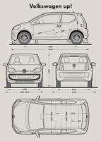 2012 VW Up car blueprint vector