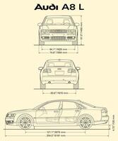 2004 Audi A8 L car blueprint vector