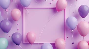 AI generated a pretty pink background with tons of balloons around the square photo