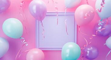 AI generated a pretty pink background with tons of balloons around the square photo