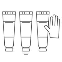 Hand cream icon line symbol. Isolated vector illustration of hand cream sign set.Simple instructions for using.Vertical tube.Editable Stroke. Vector illustration EPS 10.