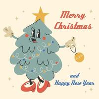 Funny Christmas tree.Merry Christmas,New year card vector