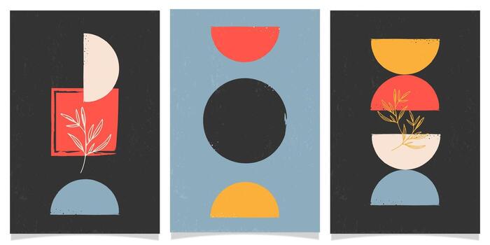 conjunto de de moda contemporáneo resumen creativo minimalista mano pintado carteles para pared decoración, tarjeta postal o folleto cubrir diseño en Clásico estilo Arte. eps10 vector. vector