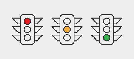 Traffic lights icon vector. Red, yellow and green. Signal, lamp, stoplight vector illustration.