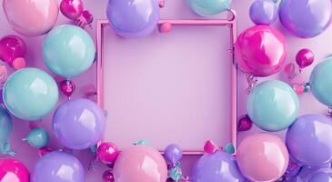 AI generated a pretty pink background with tons of balloons around the square photo