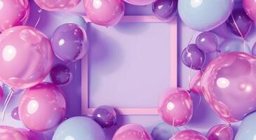 AI generated a pretty pink background with tons of balloons around the square photo