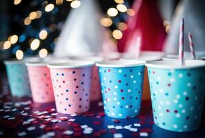 AI generated birthday party with paper cups photo