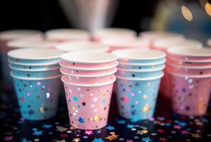 AI generated birthday party with paper cups photo