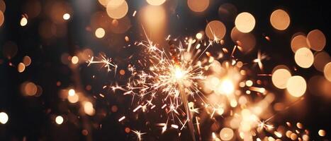 AI generated a background with sparklers showing on the dark background photo