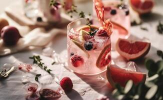 AI generated a citrusinfused gin and tonic with fruit for the table photo