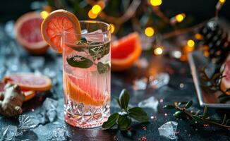 AI generated a cup of grapefruit gin shot with ginger photo