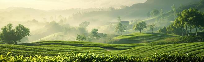 AI generated tengshan tea fields wallpaper photo