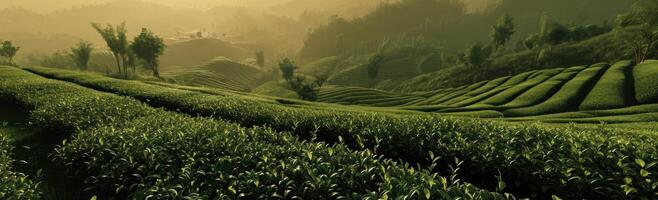 AI generated tengshan tea fields wallpaper photo