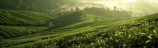 AI generated tengshan tea fields wallpaper photo